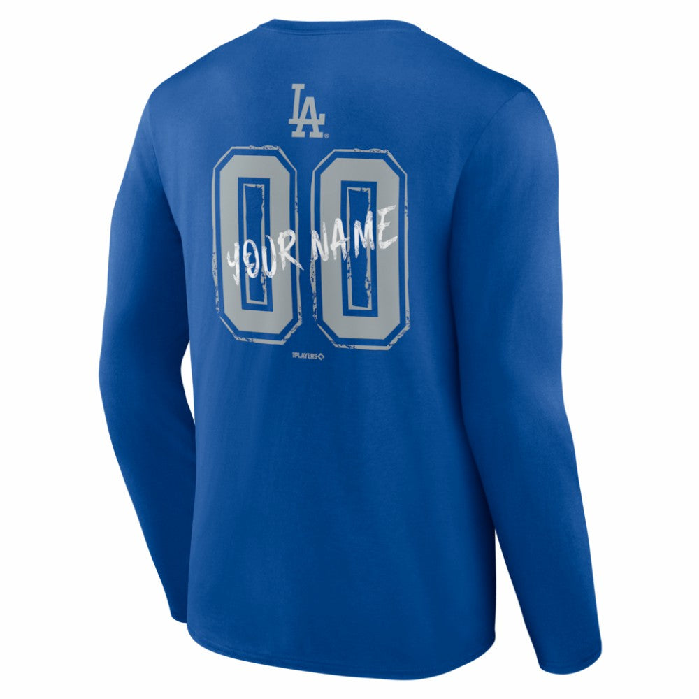 Los Angeles Dodgers  Hustle Personalized Name & Number Long Sleeve T-Shirt - Royal T-shirts