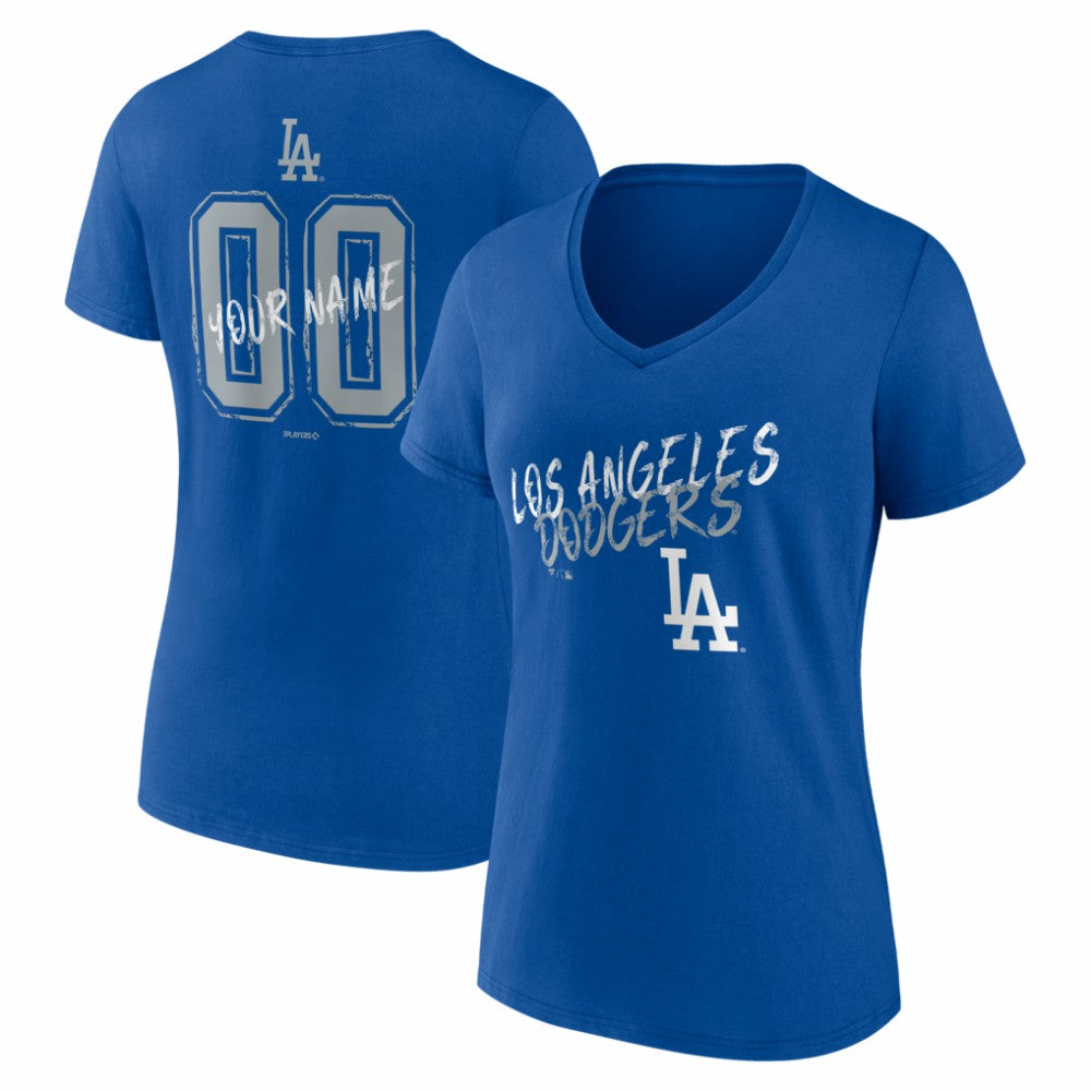 Los Angeles Dodgers Women's Hustle Personalized Name & Number V-Neck T-Shirt - Royal T-shirts