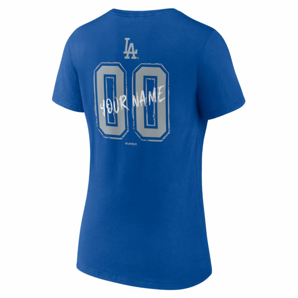 Los Angeles Dodgers Women's Hustle Personalized Name & Number V-Neck T-Shirt - Royal T-shirts