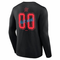 Miami Marlins  Hustle Personalized Name & Number Long Sleeve T-Shirt - Black T-shirts