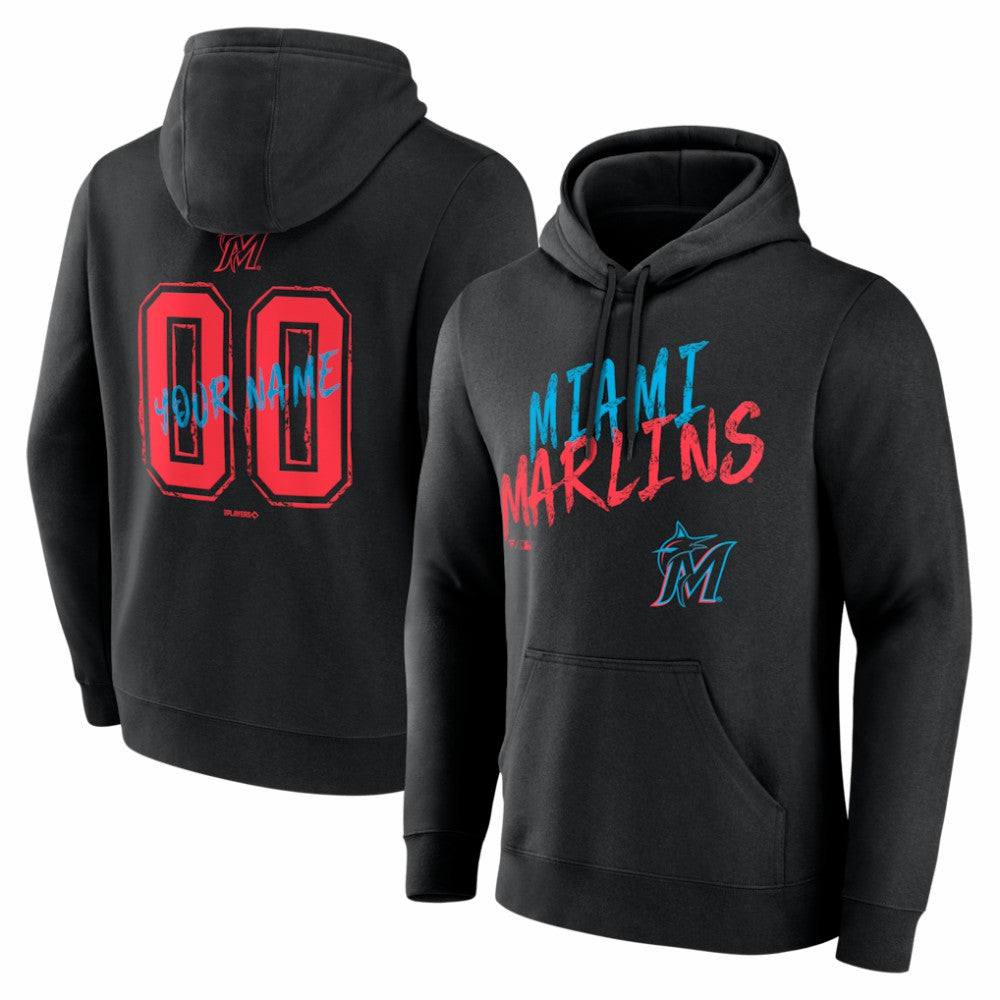 Miami Marlins  Hustle Personalized Name & Number Hoodie - Black Hoodies