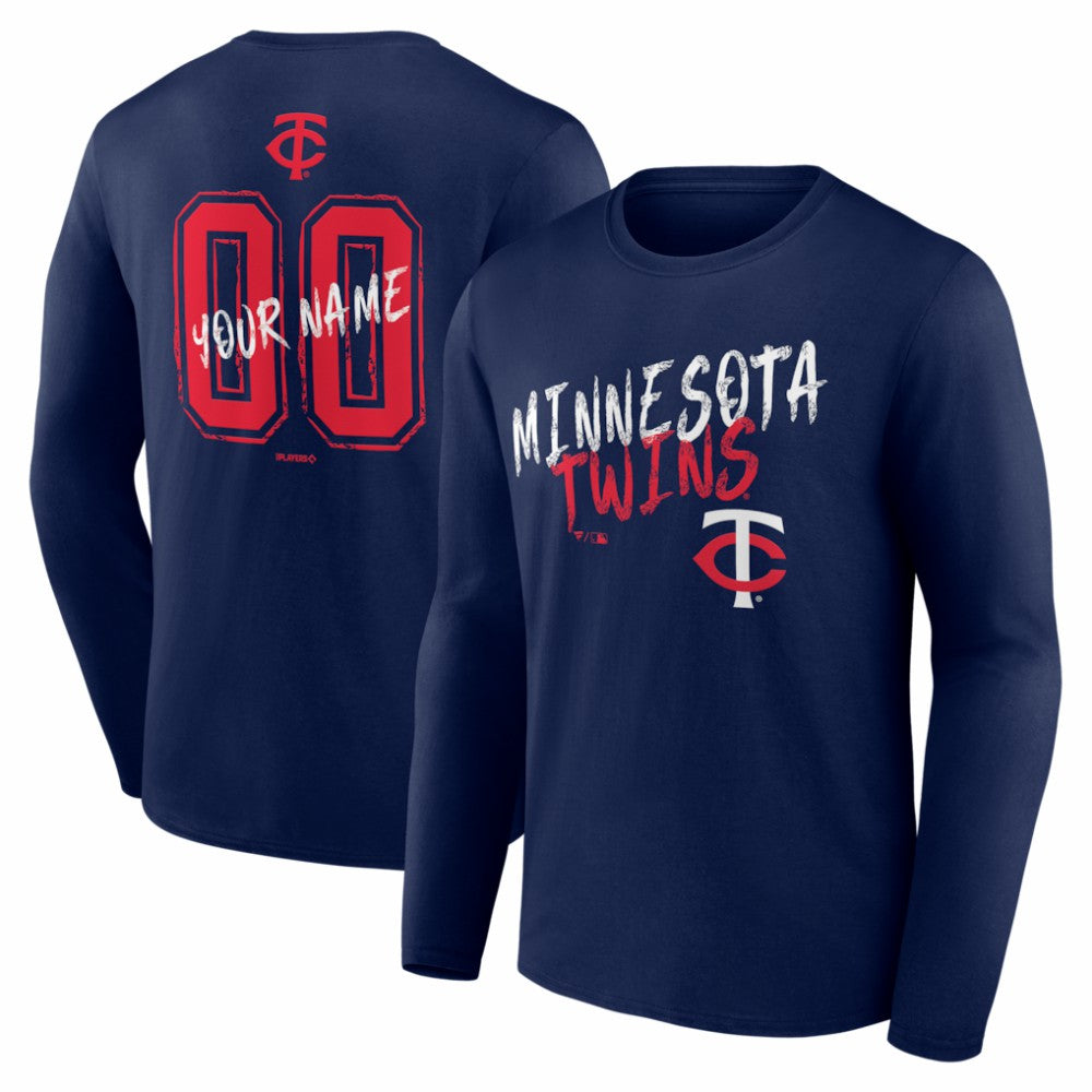 Minnesota Twins  Hustle Personalized Name & Number Long Sleeve T-Shirt - Navy T-shirts