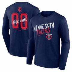 Minnesota Twins  Hustle Personalized Name & Number Long Sleeve T-Shirt - Navy T-shirts