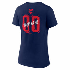 Minnesota Twins Women's Hustle Personalized Name & Number V-Neck T-Shirt - Navy T-shirts