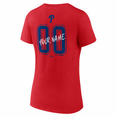 Philadelphia Phillies Women's Hustle Personalized Name & Number V-Neck T-Shirt - Red T-shirts
