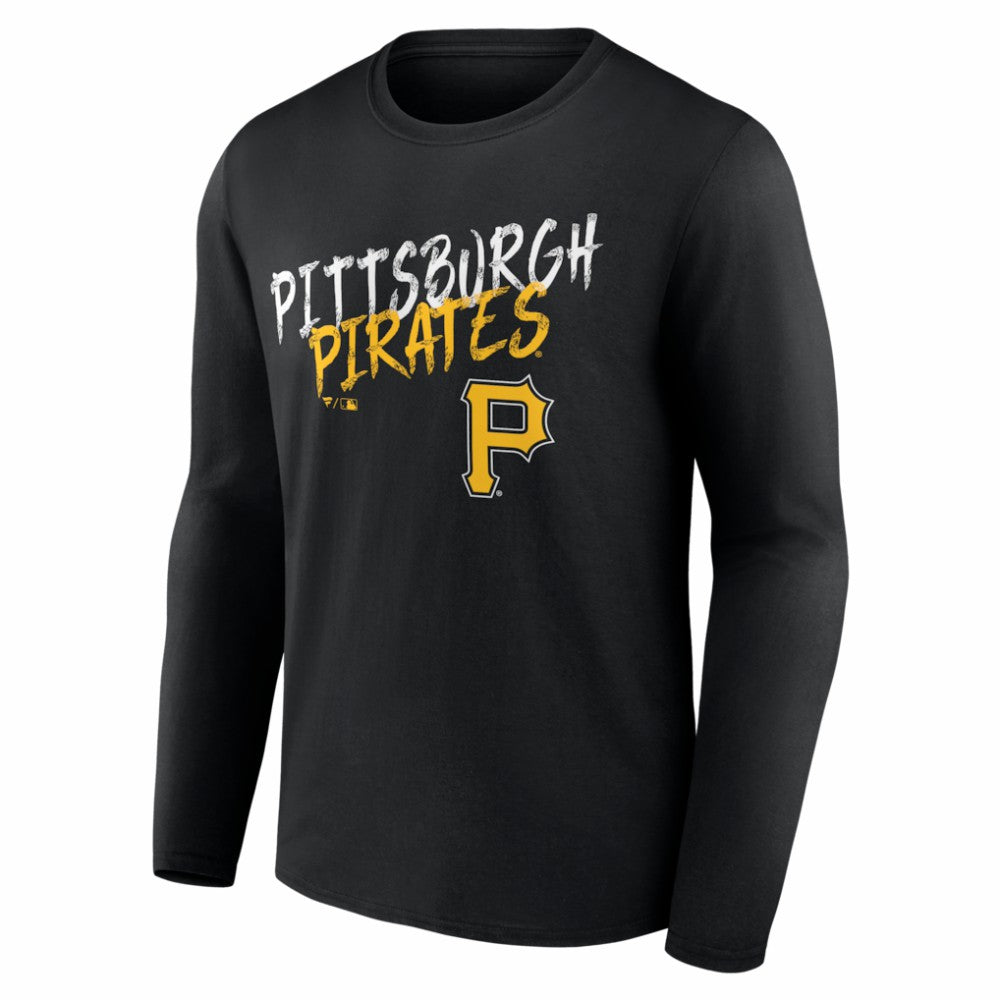 Pittsburgh Pirates  Hustle Personalized Name & Number Long Sleeve T-Shirt - Black T-shirts