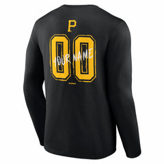 Pittsburgh Pirates  Hustle Personalized Name & Number Long Sleeve T-Shirt - Black T-shirts