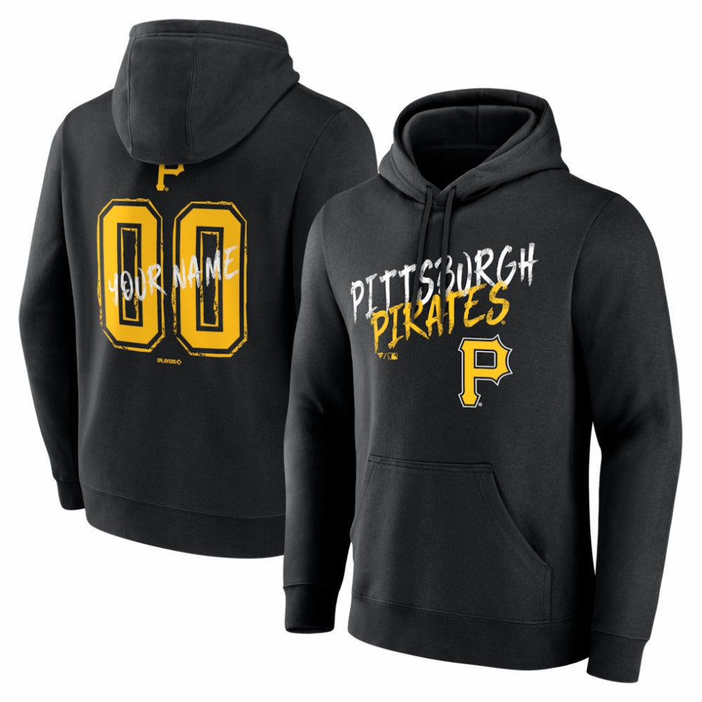 Pittsburgh Pirates  Hustle Personalized Name & Number Hoodie - Black Hoodies