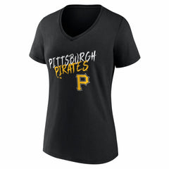 Pittsburgh Pirates Women's Hustle Personalized Name & Number V-Neck T-Shirt - Black T-shirts