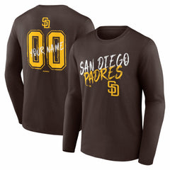 San Diego Padres  Hustle Personalized Name & Number Long Sleeve T-Shirt - Brown T-shirts