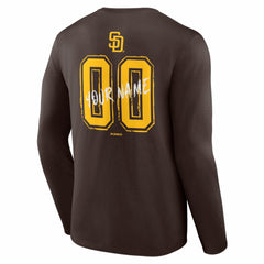 San Diego Padres  Hustle Personalized Name & Number Long Sleeve T-Shirt - Brown T-shirts