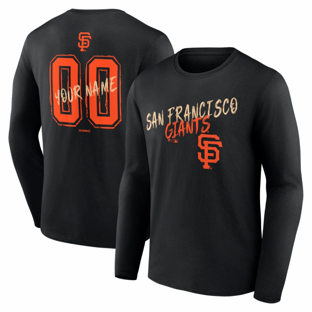 San Francisco Giants  Hustle Personalized Name & Number Long Sleeve T-Shirt - Black T-shirts