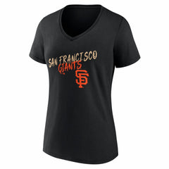 San Francisco Giants Women's Hustle Personalized Name & Number V-Neck T-Shirt - Black T-shirts