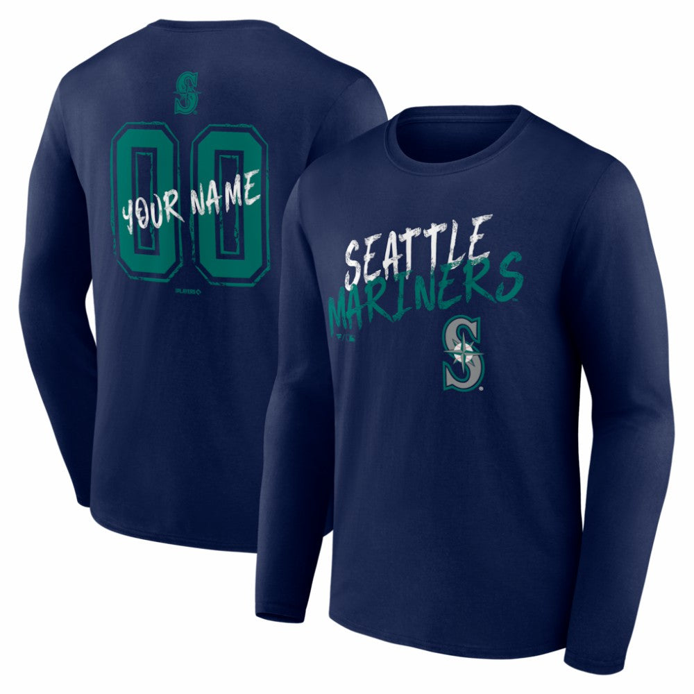 Seattle Mariners  Hustle Personalized Name & Number Long Sleeve T-Shirt - Navy T-shirts
