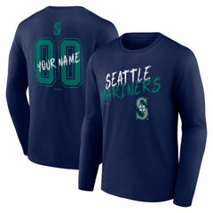 Seattle Mariners  Hustle Personalized Name & Number Long Sleeve T-Shirt - Navy T-shirts