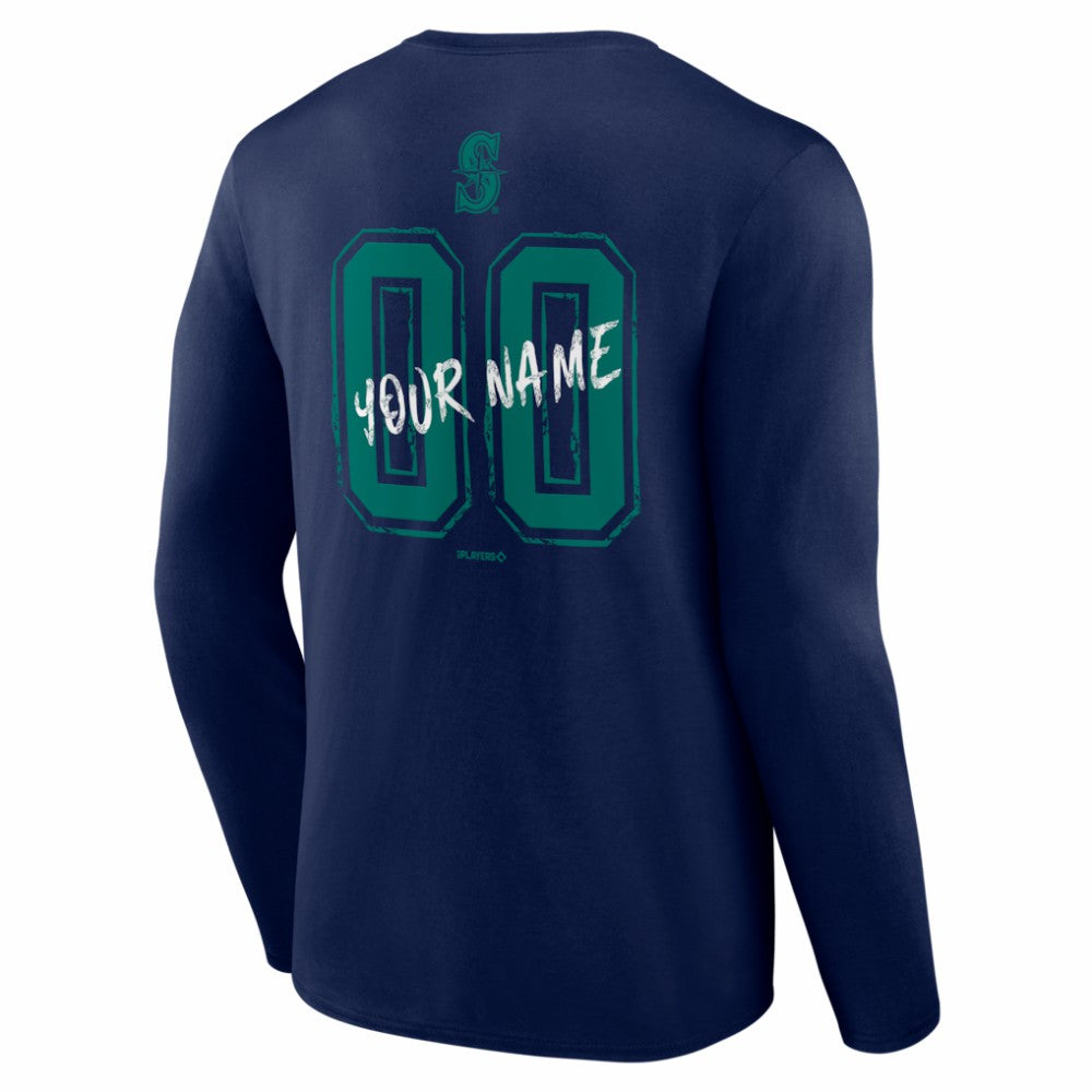 Seattle Mariners  Hustle Personalized Name & Number Long Sleeve T-Shirt - Navy T-shirts