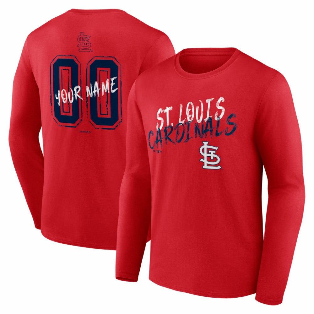 St. Louis Cardinals  Hustle Personalized Name & Number Long Sleeve T-Shirt - Red T-shirts
