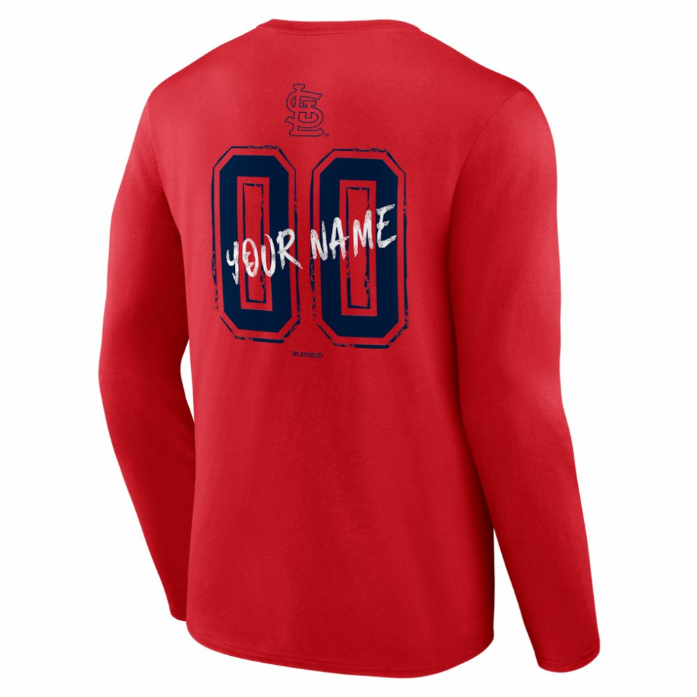 St. Louis Cardinals  Hustle Personalized Name & Number Long Sleeve T-Shirt - Red T-shirts