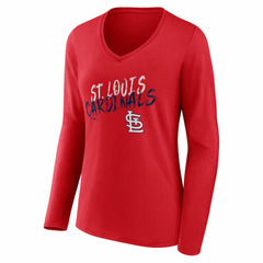 St. Louis Cardinals Women's Hustle Personalized Name & Number Long Sleeve V-Neck T-Shirt - Red T-shirts