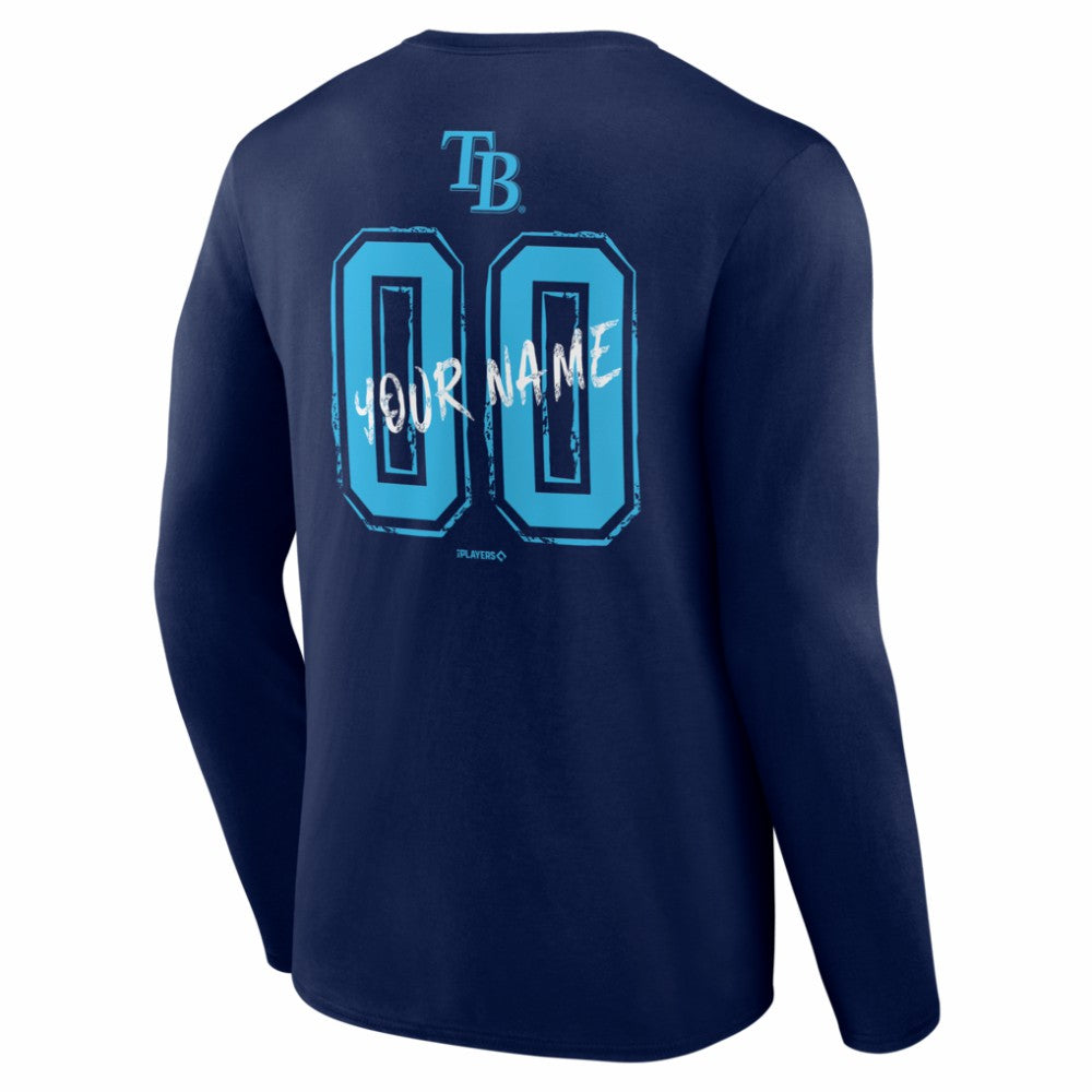 Tampa Bay Rays  Hustle Personalized Name & Number Long Sleeve T-Shirt - Navy T-shirts