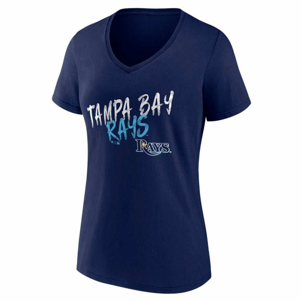 Tampa Bay Rays Women's Hustle Personalized Name & Number V-Neck T-Shirt - Navy T-shirts
