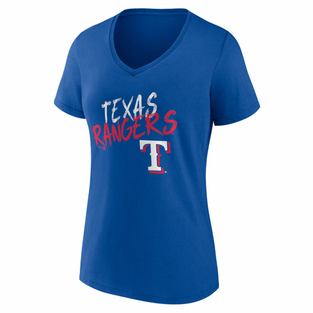 Texas Rangers Women's Hustle Personalized Name & Number V-Neck T-Shirt - Royal T-shirts