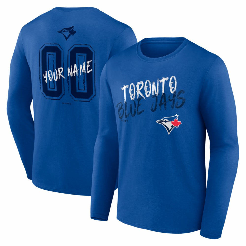 Toronto Blue Jays  Hustle Personalized Name & Number Long Sleeve T-Shirt - Royal T-shirts