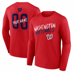 Washington Nationals  Hustle Personalized Name & Number Long Sleeve T-Shirt - Red T-shirts