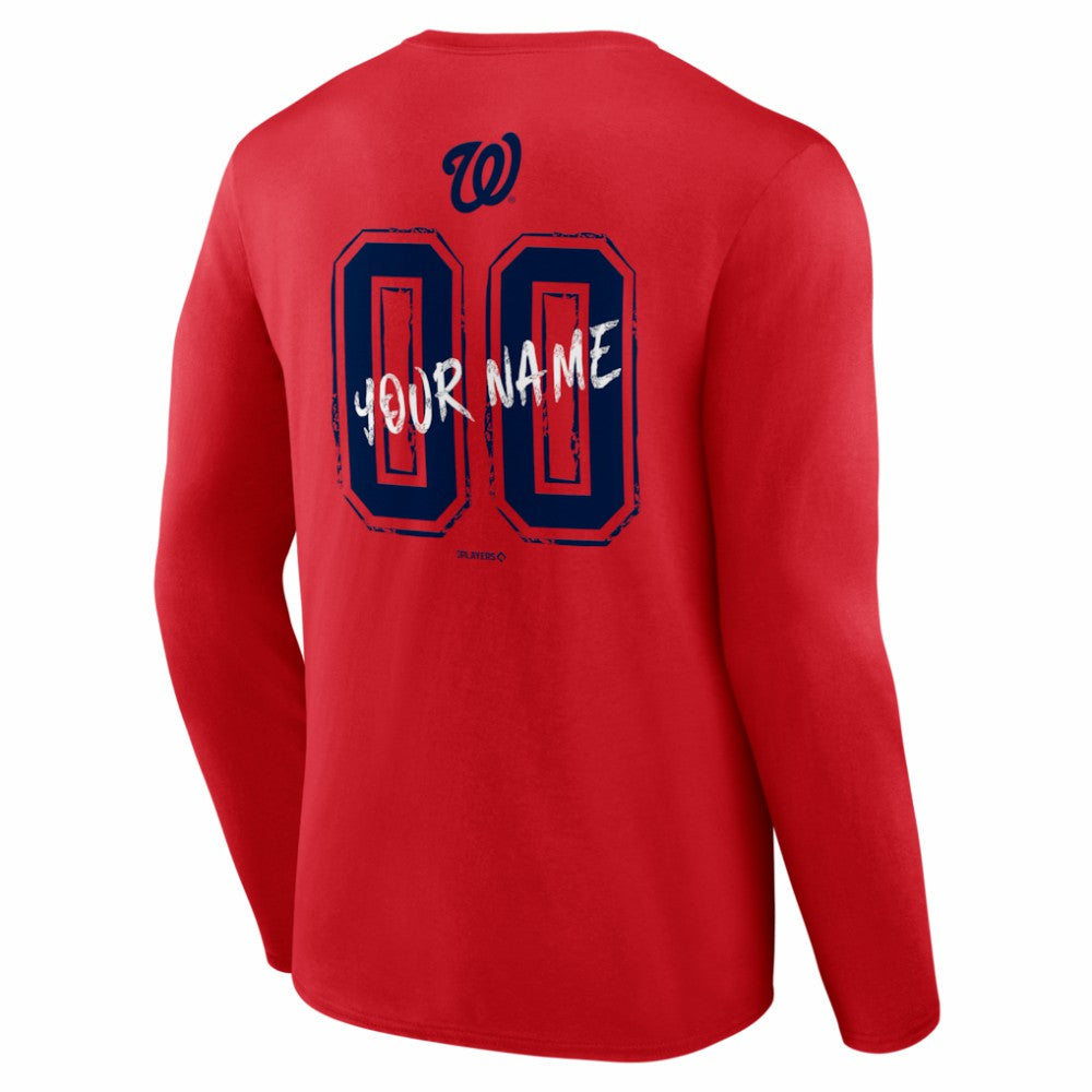 Washington Nationals  Hustle Personalized Name & Number Long Sleeve T-Shirt - Red T-shirts