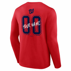 Washington Nationals  Hustle Personalized Name & Number Long Sleeve T-Shirt - Red T-shirts