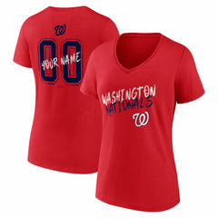 Washington Nationals Women's Hustle Personalized Name & Number V-Neck T-Shirt - Red T-shirts