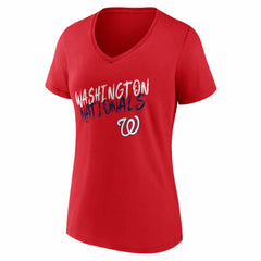 Washington Nationals Women's Hustle Personalized Name & Number V-Neck T-Shirt - Red T-shirts