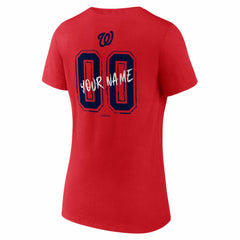Washington Nationals Women's Hustle Personalized Name & Number V-Neck T-Shirt - Red T-shirts