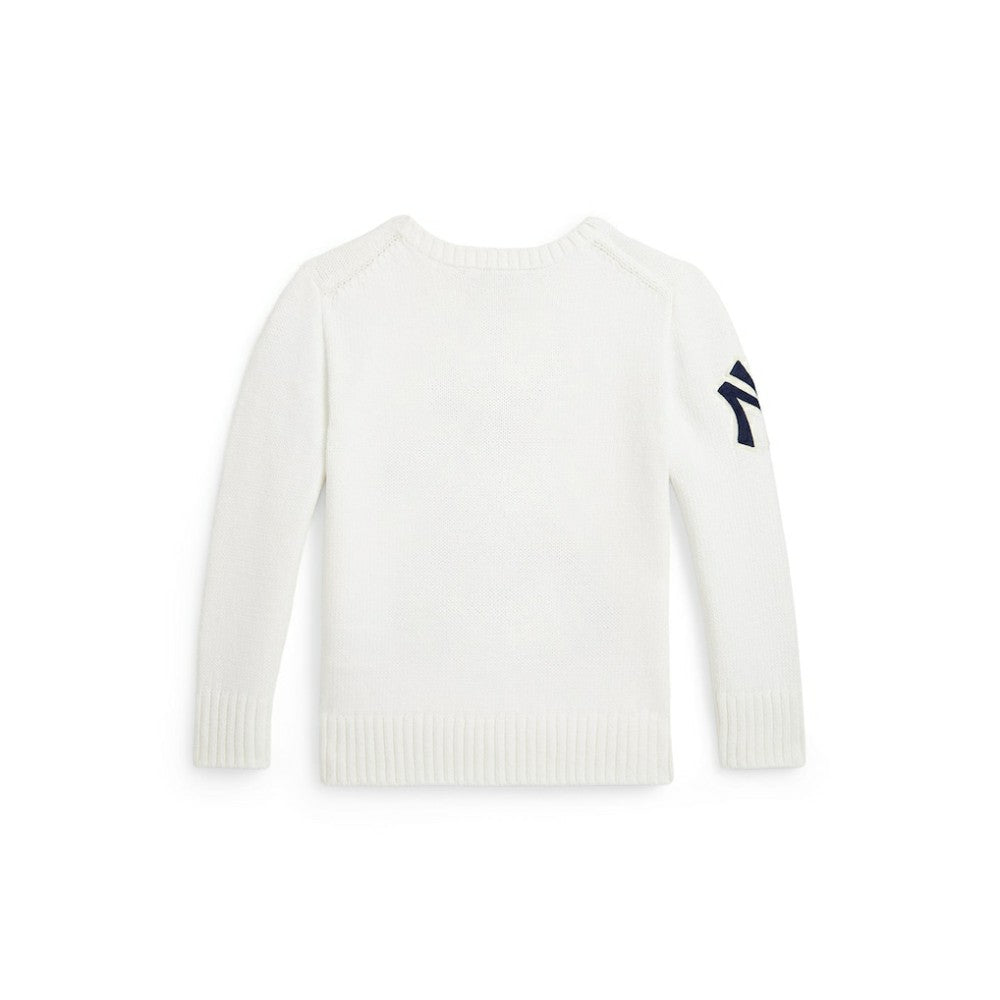 Yankees Polo Ralph Lauren Preschool Bear Sweater - White
