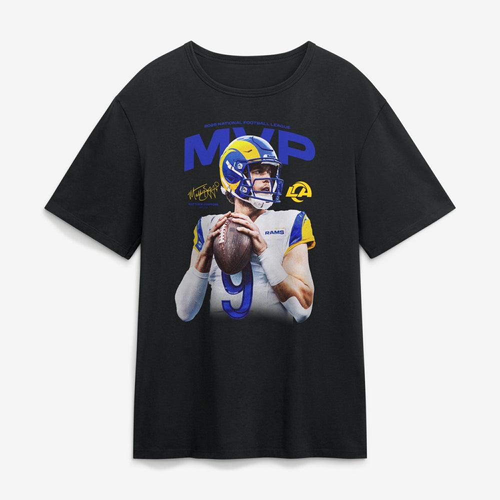 Matthew Stafford Los Angeles Rams 2025 NFL MVP T-Shirt - Black T-shirts
