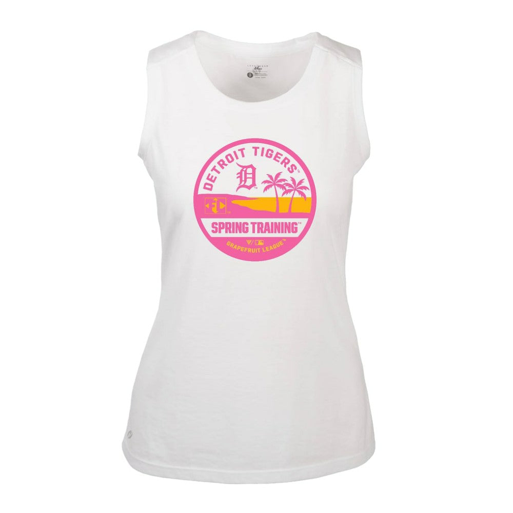Detroit Tigers Levelwear Women's Macy Spring Training Badge Bold Tank Top - White Tanks