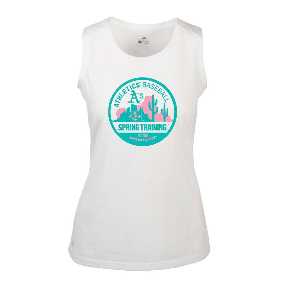 Athletics Levelwear Women's Macy Spring Training Badge Bold Tank Top - White Tanks