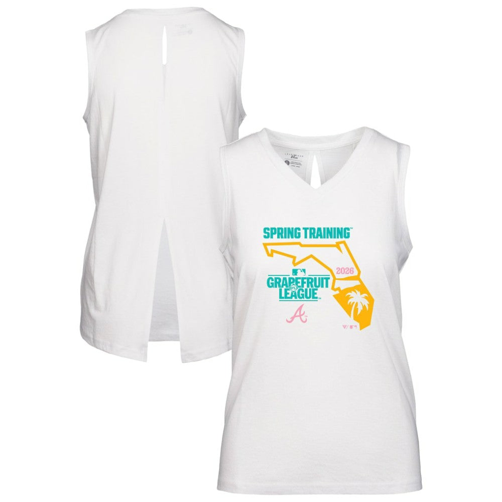 Atlanta Braves Levelwear Women's 2026 Spring Training Paisley Ball Bold Tank - White Tanks