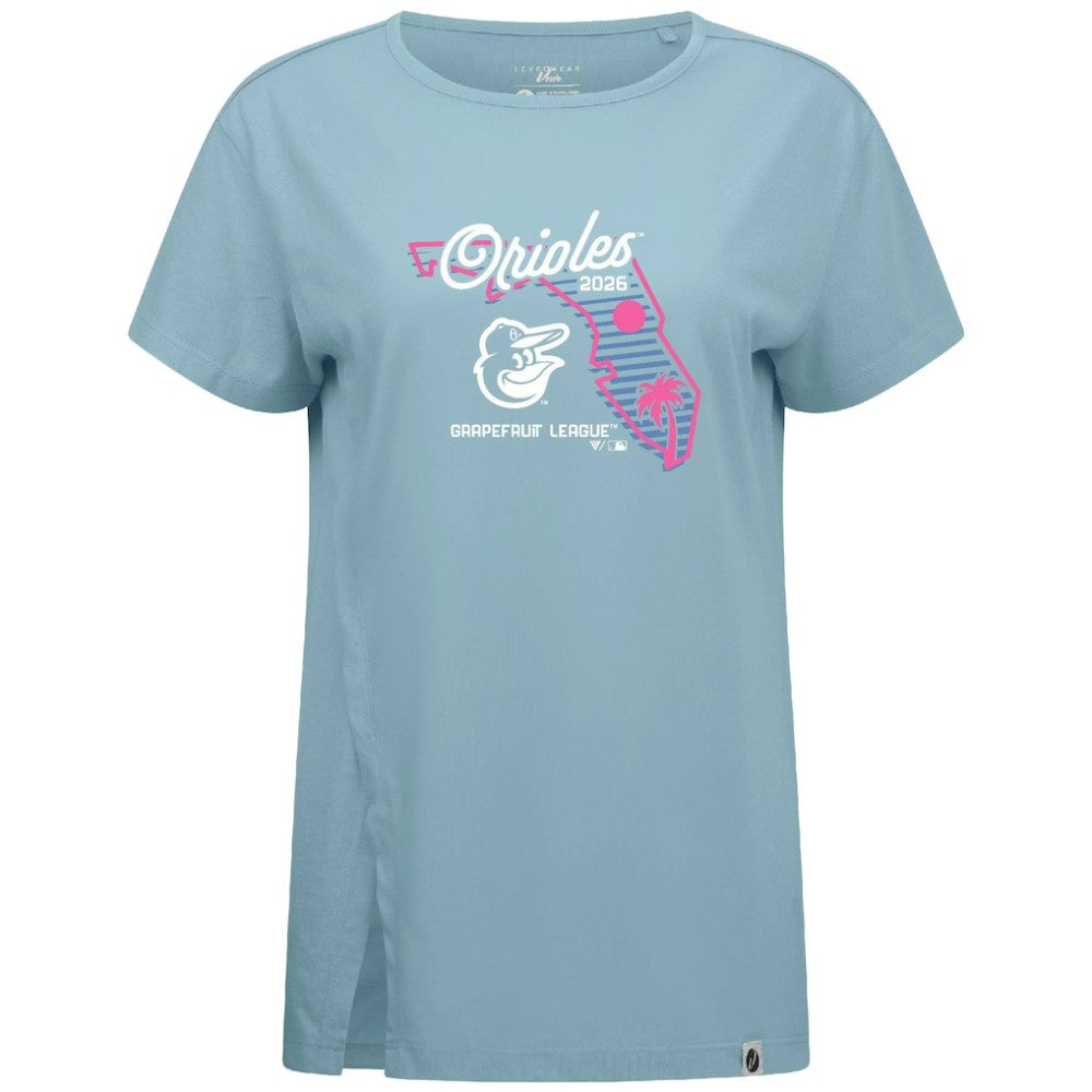 Baltimore Orioles Levelwear Women's Influx Spring Training Sunrise Bold T-Shirt - Blue T-shirts