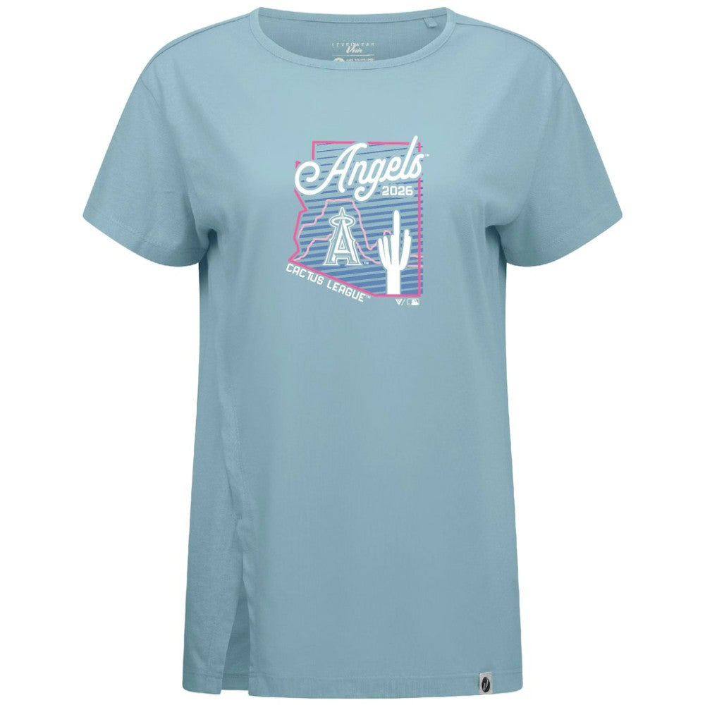 Los Angeles Angels Levelwear Women's Influx Spring Training Sunrise Bold T-Shirt - Blue T-shirts