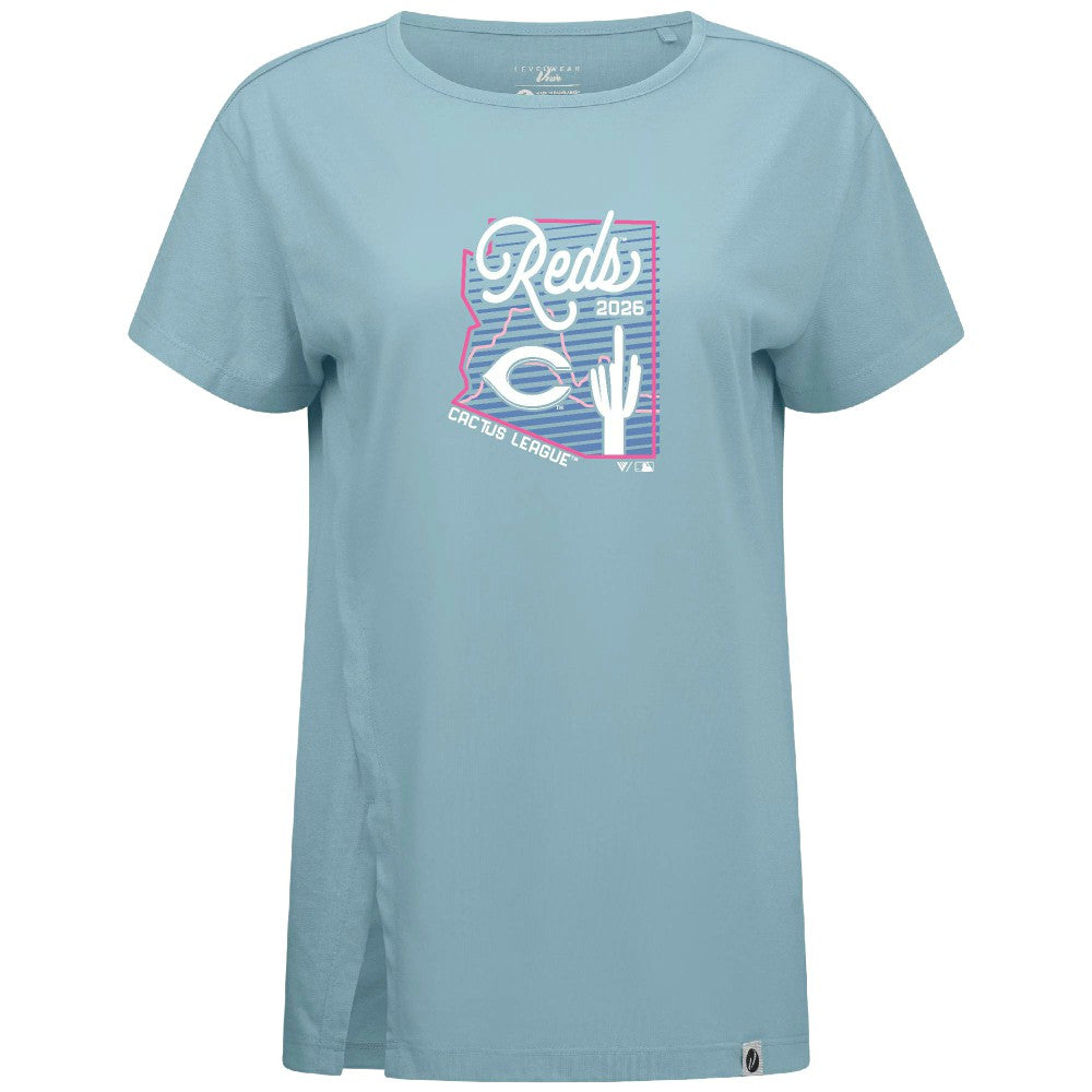 Cincinnati Reds Levelwear Women's Influx Spring Training Sunrise Bold T-Shirt - Blue T-shirts