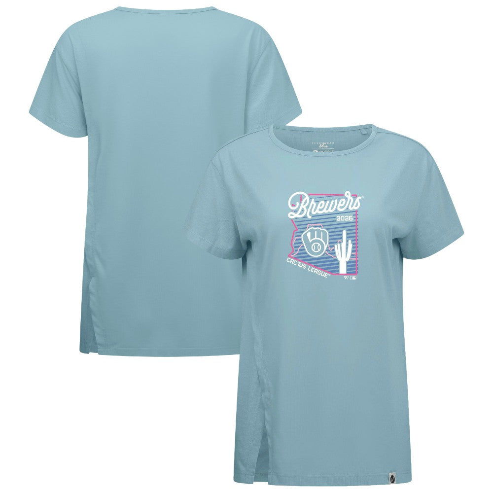 Milwaukee Brewers Levelwear Women's Influx Spring Training Sunrise Bold T-Shirt - Blue T-shirts