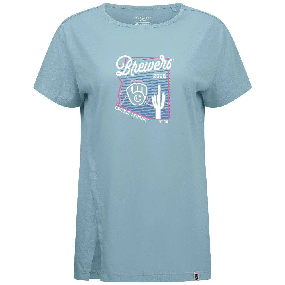 Milwaukee Brewers Levelwear Women's Influx Spring Training Sunrise Bold T-Shirt - Blue T-shirts
