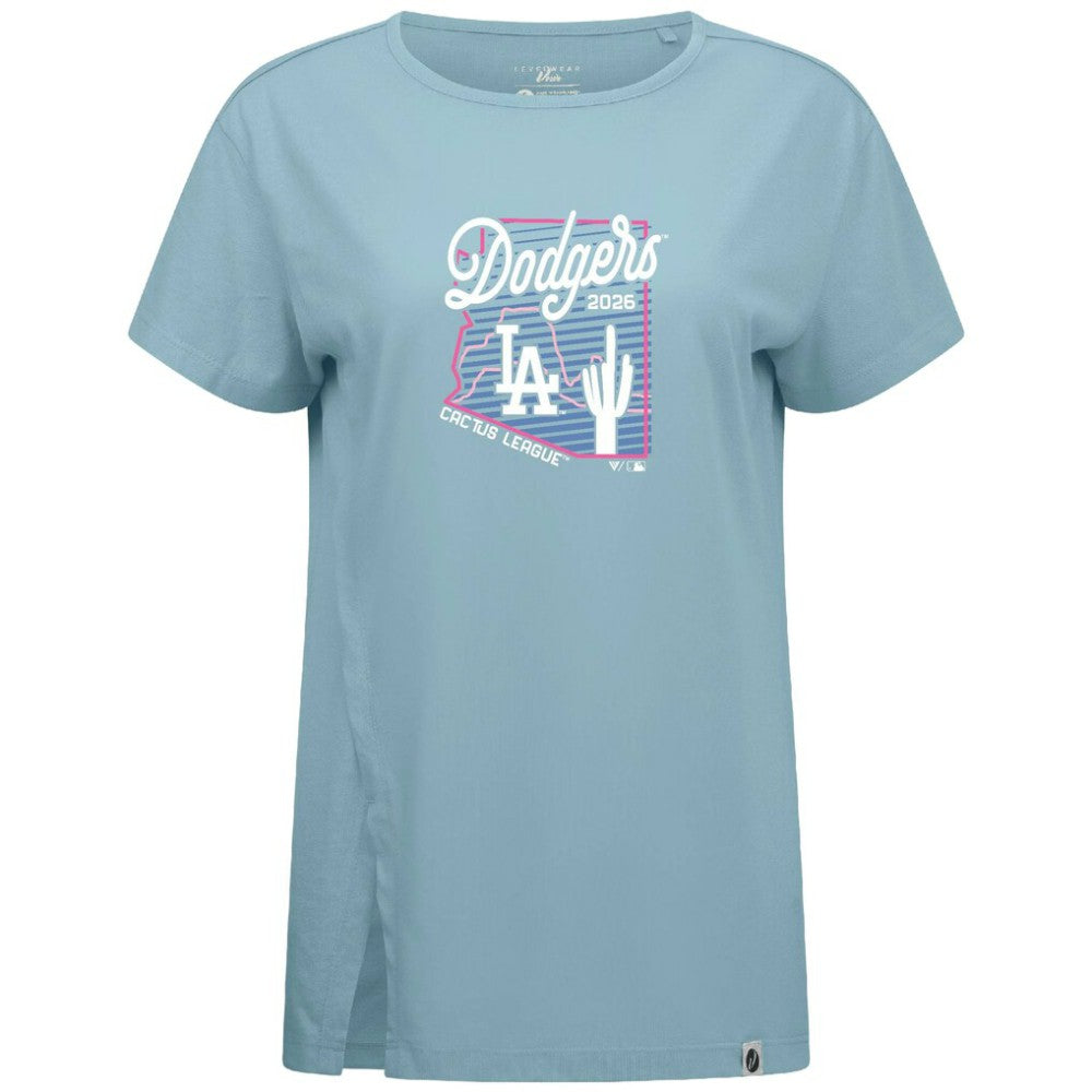 Los Angeles Dodgers Levelwear Women's Influx Spring Training Sunrise Bold T-Shirt - Blue T-shirts