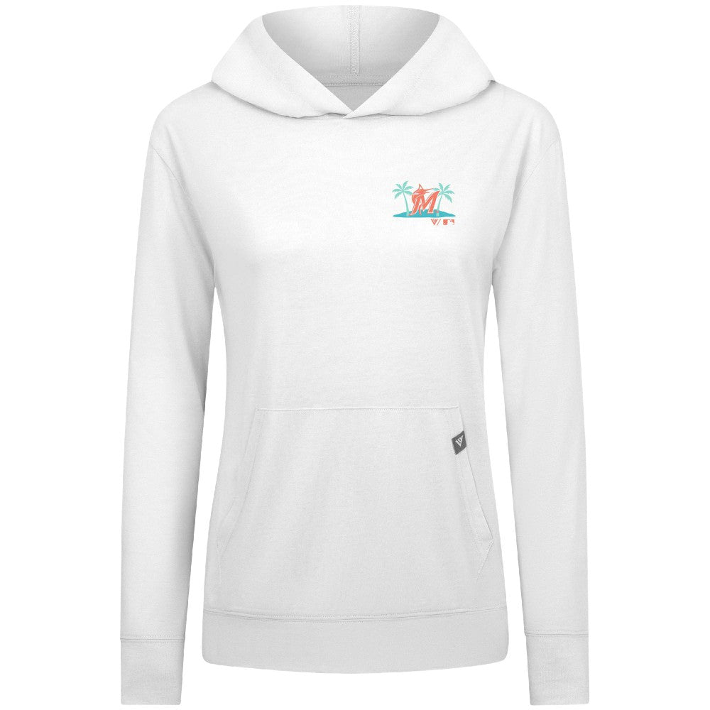 Miami Marlins Levelwear Women's Relay Spring Break Panoramic Bold Hoodie - White Hoodies