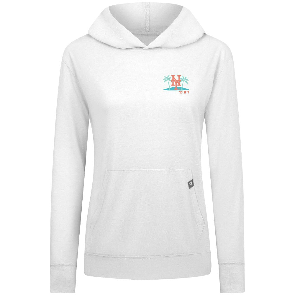New York Mets Levelwear Women's Relay Spring Break Panoramic Bold Hoodie - White Hoodies