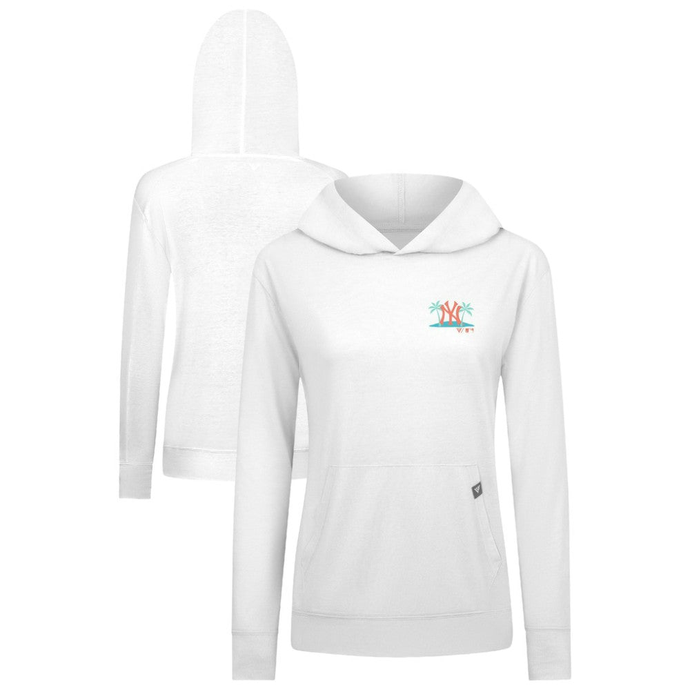 New York Yankees Levelwear Women's Relay Spring Break Panoramic Bold Hoodie - White Hoodies