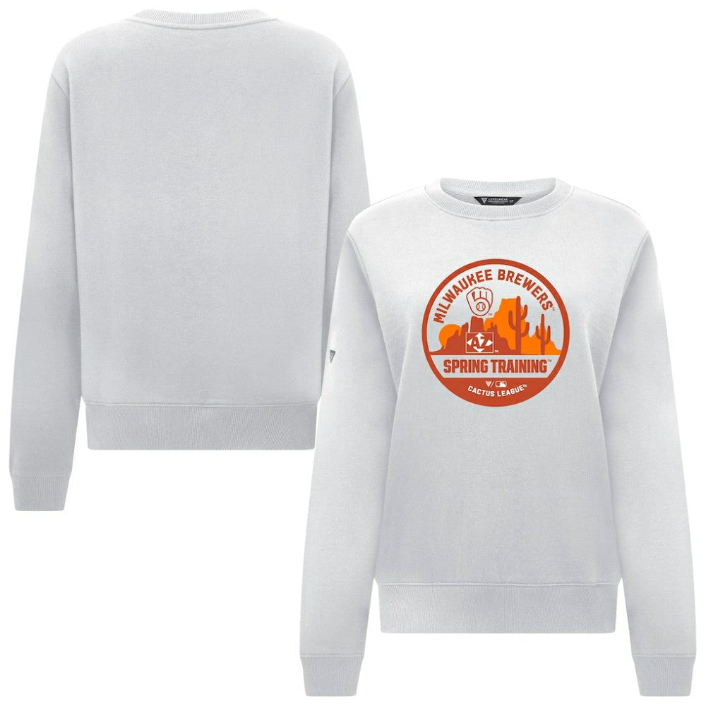 Milwaukee Brewers Levelwear Women's Yvette Spring Training Badge Bold Sweatshirt - White Sweatshirts