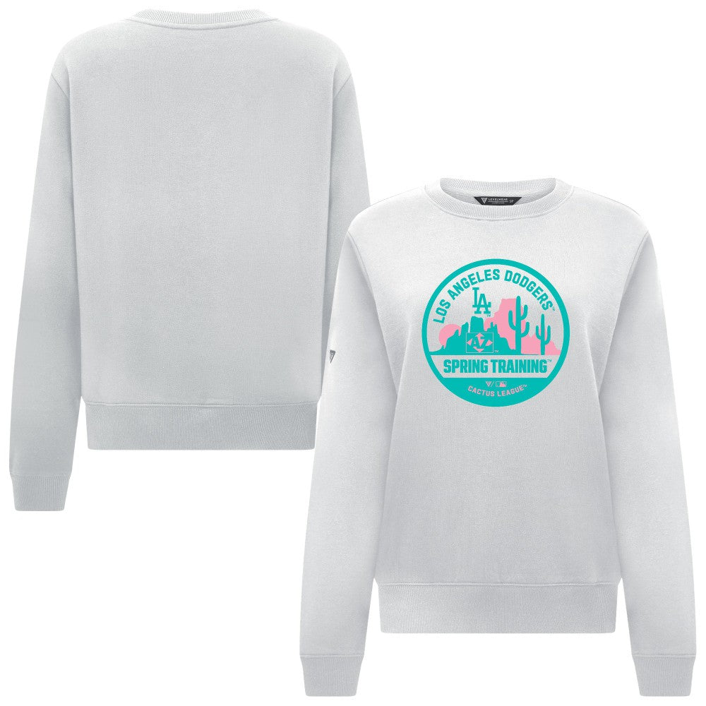 Los Angeles Dodgers Levelwear Women's Yvette Spring Training Badge Bold Sweatshirt - White Sweatshirts