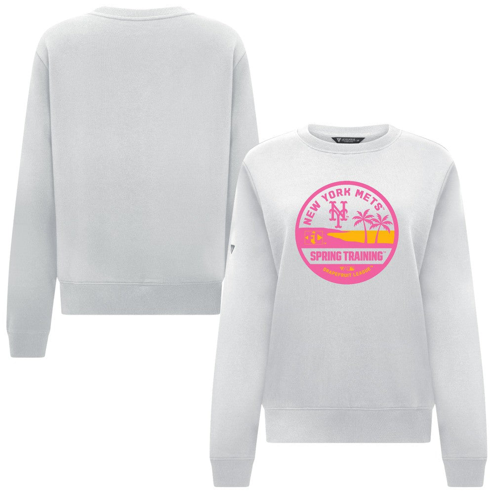 New York Mets Levelwear Women's Yvette Spring Training Badge Bold Sweatshirt - White Sweatshirts
